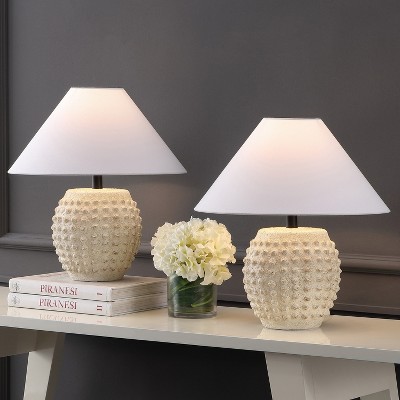 JONATHAN Y Effie Minimalist Scandinavian Ceramic/Iron Hobnail LED Table Lamp