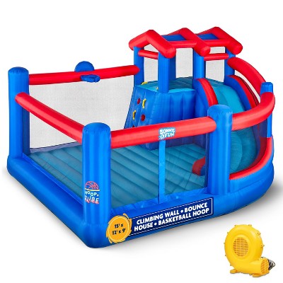 Sunny & Fun Hoop N’ Slide Inflatable Bounce House with Basketball Hoop & Slide