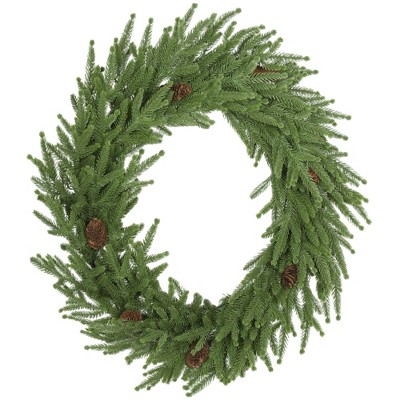 Aghana Digitals 36 Inch Indoor Christmas Wreath with 224 Norfolk Pine Tips, 19 Pine Cones,