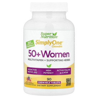 Super Nutrition Simply One®, 50+ Women Multivitamin + Supporting Herbs, Mixed Berry , 90 Chewable Tablets
