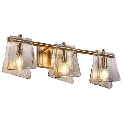 LNC Afmean 23.6-in Polished Gold Bathroom Vanity Light with Smoked-Gray Class, Modern, 3-Light