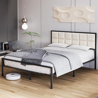 Full Size Metal Bed Frame, 10.8''Under Bed Storage, Headboard and Footboard, Metal Bed Mattress Foundation, No Box Spring Needed