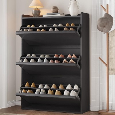 Acekool 3 Flip Drawer Shoe Cabinet, Modern Entryway Shoe Storage Organizer, Adjustable Space