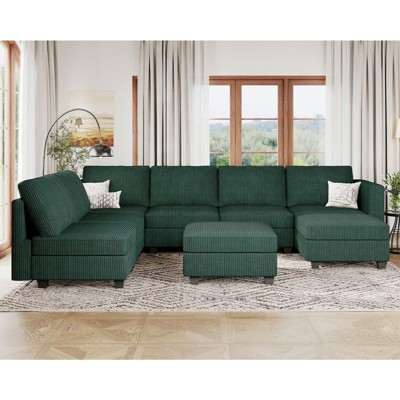Belffin Oversized Modular Couch with Storage Ottoman Large Corduroy Sectional Couch with Chaise Convertible Modern Sectional Sofa Couch