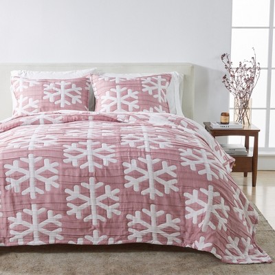 Snowflake Reversible Matelasse Quilt Set with Shams - Great Bay Home
