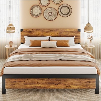 Bed Frame with Wood Headboard
