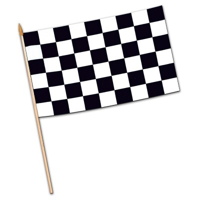 Beistle 11" x 18" Rayon Checkered Flag; Black/White 6/Pack 50992