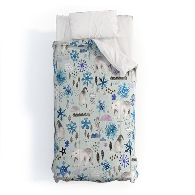 Deny Designs Twin/ Twin Extra Long Ninola Design Comforter and Pillow Sham White