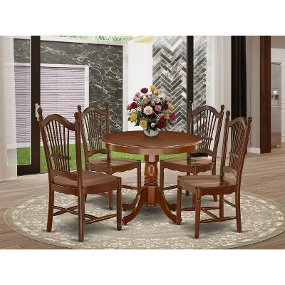 HomeStock ANDO5 MAH W 5 Piece Round Dining Set Mahogany