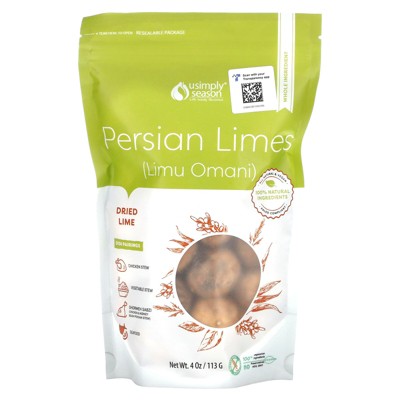 USimplySeason Dried Lime, Persian Limes (Limu Omani), Whole, 4 oz (113 g)