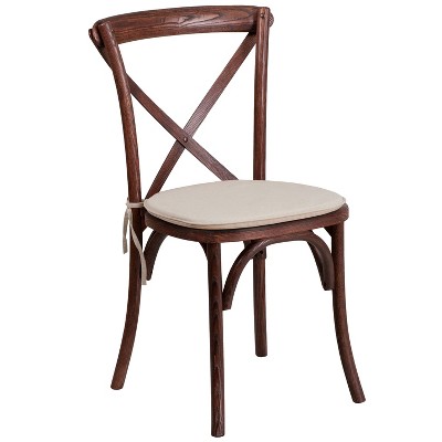 Emma and Oliver Stackable Wood Cross Back Dining Chair with Cushion