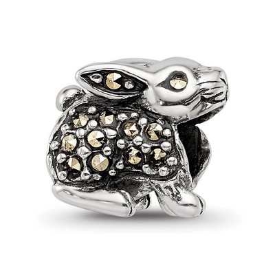 Black Bow Jewelry Sterling Silver and Marcasite Rabbit Bead Charm