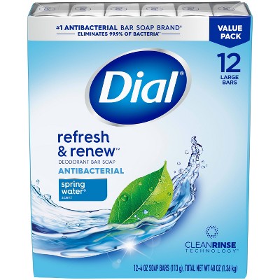 Dial Antibacterial Deodorant Spring Water Bar Soap - 12pk - 4oz each