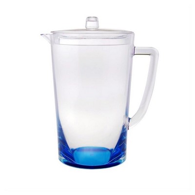 Gulches 2.75 Quarts Oval Halo Design Unbreakable Plastic Water Pitcher with Lid - BPA Free, Ideal for Drinks & Juices, with Spout,Blue