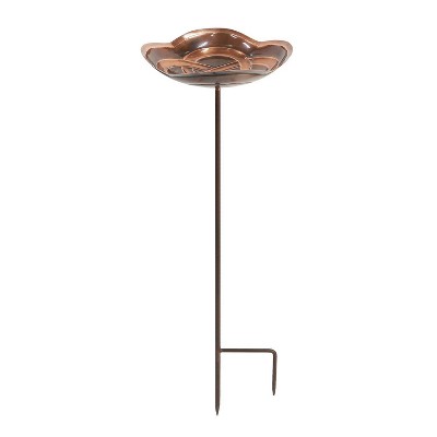 39" Celtic Dara Knot Birdbath with Stake Antique Copper Finish - ACHLA Designs: Weather-Resistant, No Assembly Required
