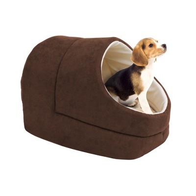 GOOPAWS Cave Covered Cat & Small Dog Warming Burrow Bed