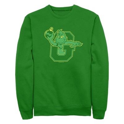 Men's Dr. Seuss The Grinch Christmas Varsity Letter Sweatshirt