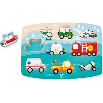 Hape: Peg Puzzle: Emergency - 10pc Wooden Puzzle, Ages 2+