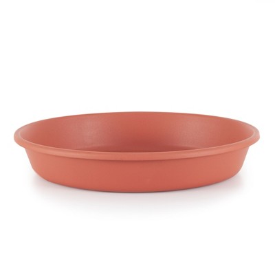 HC Companies Indoor Outdoor Classic Plastic 12 Inch Round Plant Flower Pot Planter Deep Saucer Drip Tray, Fits 10.25 Inch Pot, Clay