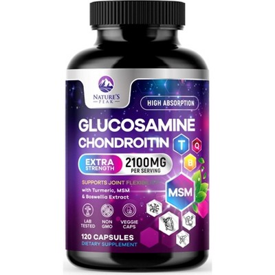 Glucosamine with Chondroitin Turmeric MSM, Triple Strength Joint Support 2100mg - 120 By Nature's Peak