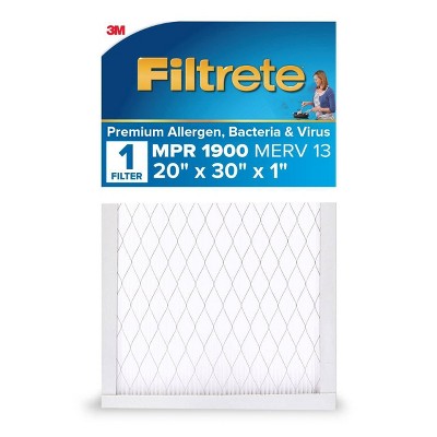 Filtrete 20x30x1 Premium Allergen Bacteria and Virus Air Filter 1900 MPR: MERV 13 Electrostatic for Home Furnaces