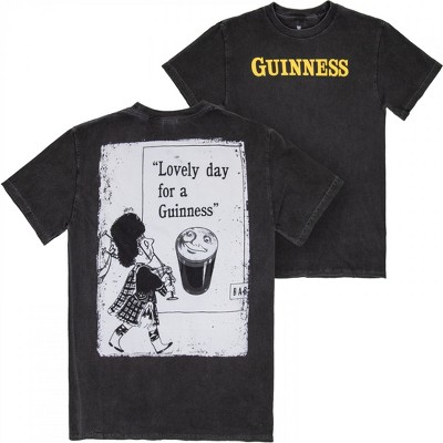 Mens Guinness Lovely Day March Front and Back Premium Mineral Wash T-Shirt - Small