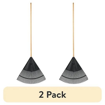 24-Inch Wood and Poly Leaf Rake ¨C 2 Pack, Lightweight Garden Raking Tool