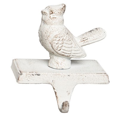 Transpac 5.71 in White Metal Christmas Winter Bird Stocking Holder Perfect for Holiday Decor and Stocking Display