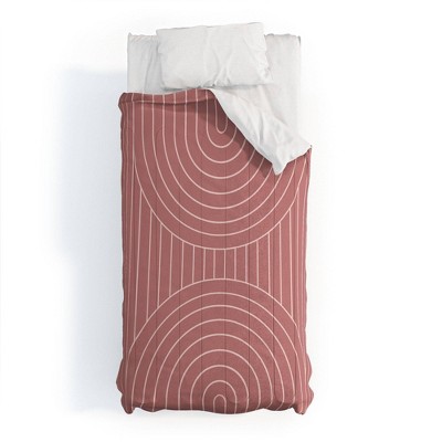 King Colour Poems Arch Symmetry Cotton Comforter Set Pink - Deny Designs: Geometric Pattern, 200 Thread Count, Includes 2 Shams