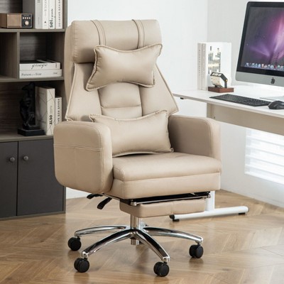 Grungis Leather Swivel Office Chair with Lumbar Support Headrest,Gaming Chairs with High Back and Footrest,Modern Computer Chair for Office