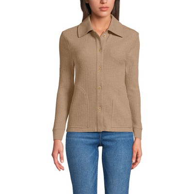 Lands' End Women's Waffle Relaxed Long Sleeve Shirt Jacket