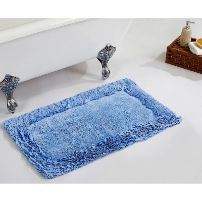 Shaggy Border Collection Bath Rug 100% Cotton Tufted Weave Ruffle Border Pattern Bathroom Rug for Machine Washable Bath Mat