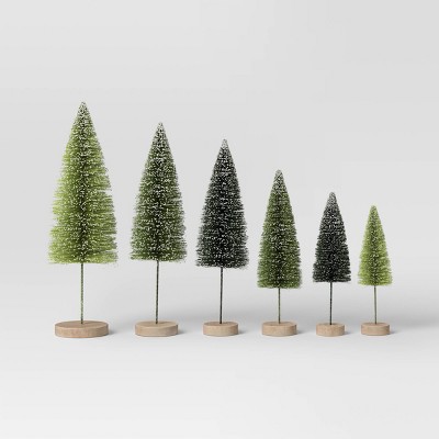 6ct Sisal Bottle Brush Tree Christmas Figurine Set - Wondershop™