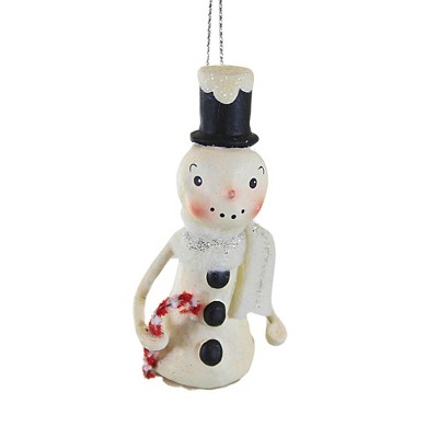 Bethany Lowe 2.75 In Little Snowman Ornament Christmas Tree Ornament , Candy Cane Top Hat (1PC)