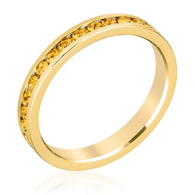 Slickblue Women's 18K Gold Eternity Band Ring, 3mm Width, Round Swarovski Crystals, Sizes 5 to 10