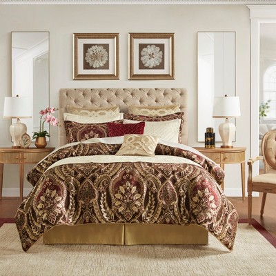 4 Piece Comforter Set Burgundy King