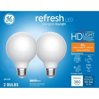 GE 2pk 40W Refresh G25 LED Globe Light Bulbs Daylight