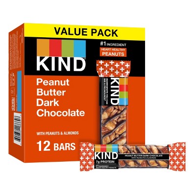 KIND Protein Bars Peanut Butter Dark Chocolate + Protein Nutrition Snacks - 16.8oz/12ct