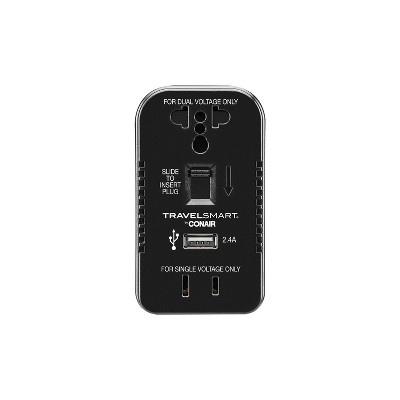 Travel Smart by Conair 2 Outlet Converter Set with USB Port: Adapter with 3 Outlets