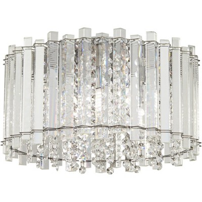 Vienna Full Spectrum Francesca Modern Ceiling Light Flush Mount Fixture 14" Wide Chrome 4-Light LED Crystal for Bedroom Kitchen Living Room Hallway
