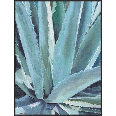 32" x 42" Blue Agave by Alana Clumeck Framed Canvas Wall Art Print - Amanti Art: Modern Botanical Decor, Black Frame