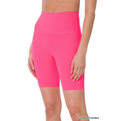 Women's High Rise Wide Waistband Biker Shorts - ZENANA