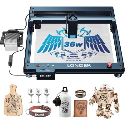 LONGER Laser B1 30W Engraver Cutter, 600 mm/s Speed, 17.72inx17.32in Area, Cuts 25 mm Wood & 50 mm Acrylic, Auto Air Assist