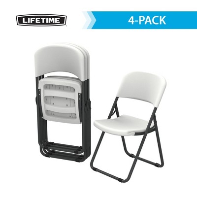 Lifetime Light Commercial Loop Leg Folding Chair, 4 -Pack, White (80155)