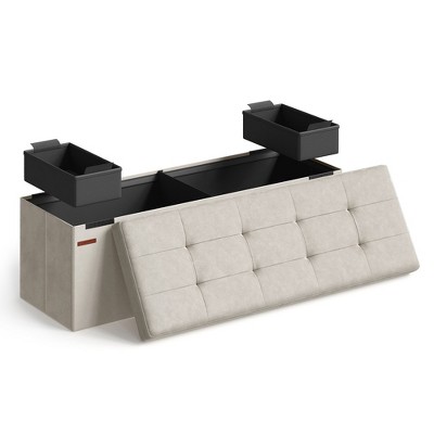 SONGMICS Storage Ottoman Bench Folding Storage Footrest 2 Extra Storage Boxes Hold up to 660 lb