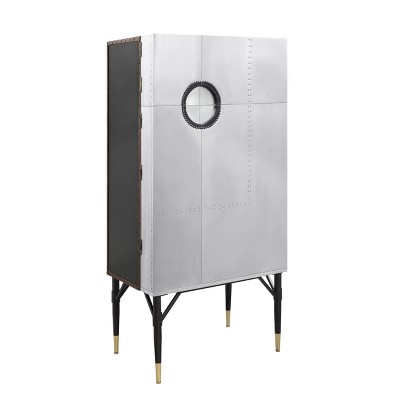31.5" Yoela Wine Rack Leather and Aluminum - Acme Furniture