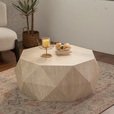 GDFStudio Beaufort Modern 37.4" Irregular Drum Fir Wood  Coffee Table