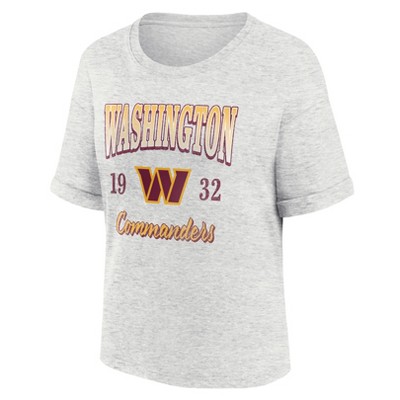 NFL Washington Commanders Women's Oatmeal Heather Rolled Sleeve T-Shirt