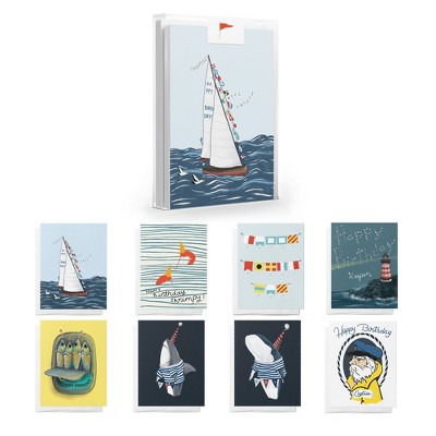 Nautical Birthday Greeting Card Pack Assorted Set (8 ct.) by Ramus & Co
