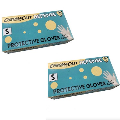 ChromaCast Defense Disposable Clear Nylon Work Bench Gloves, 100 Pack - Latex Free, Small | 2 PACK